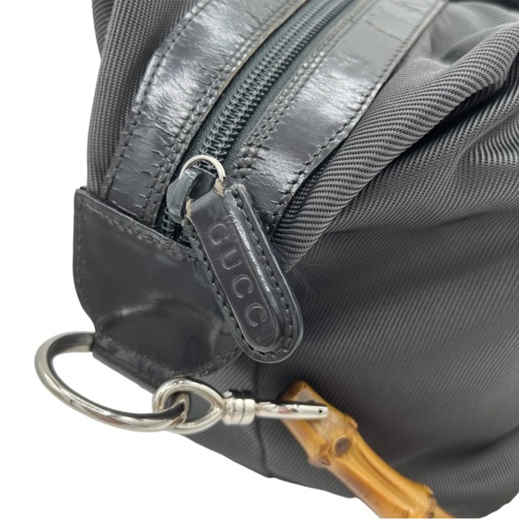 GUCCI Authentic Bamboo Shoulder Hand Bag Black Nylon Enamel. EUC! - Picture 15 of 16